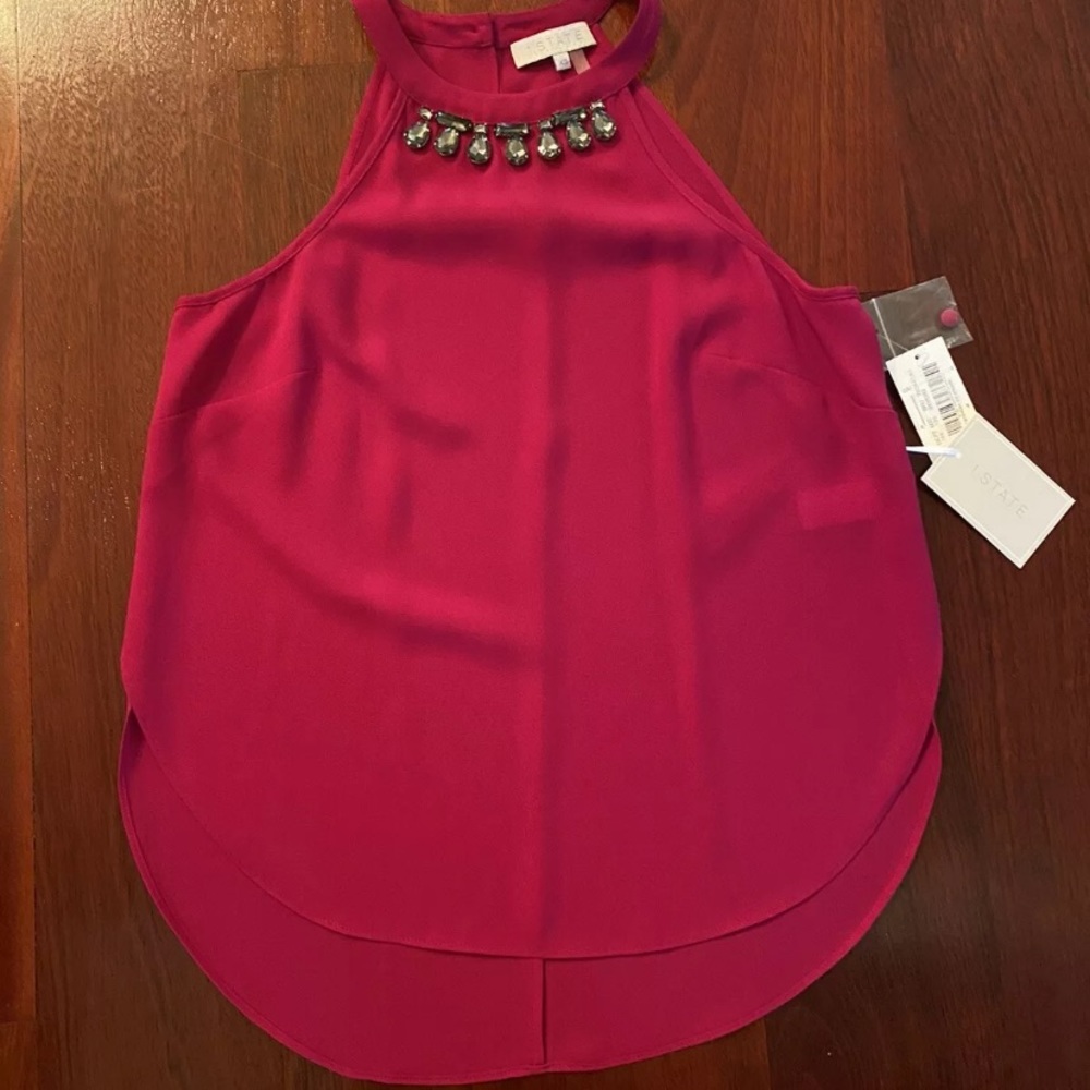 1. State magenta embellished halter top size XS